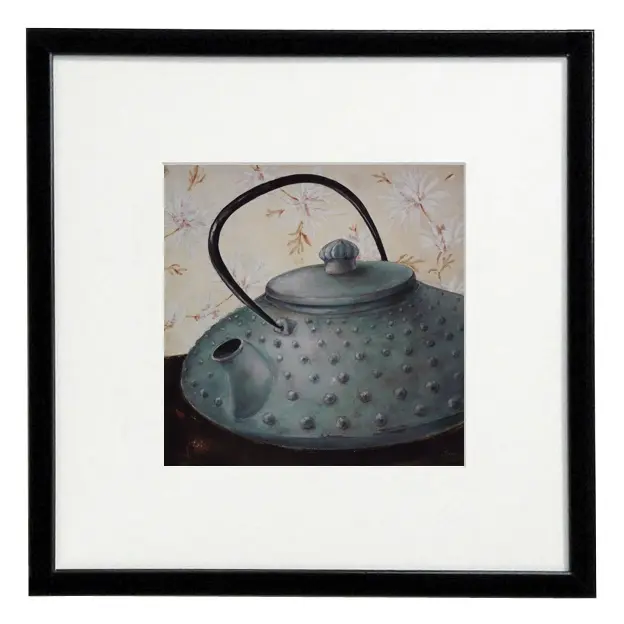 Obraz Japońskie naczynia, czajnik do herbaty w ramie z passe-partout 30x30 cm