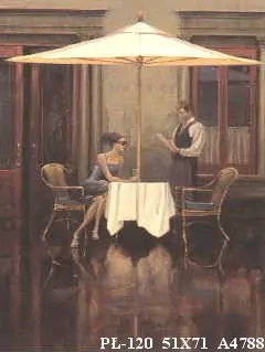 Obraz Kelner obsługujący klientkę 51x71 cm