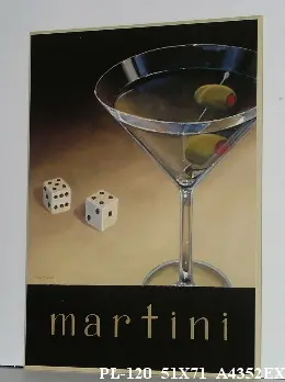 Obraz Kieliszek martini i kości 51x71 cm