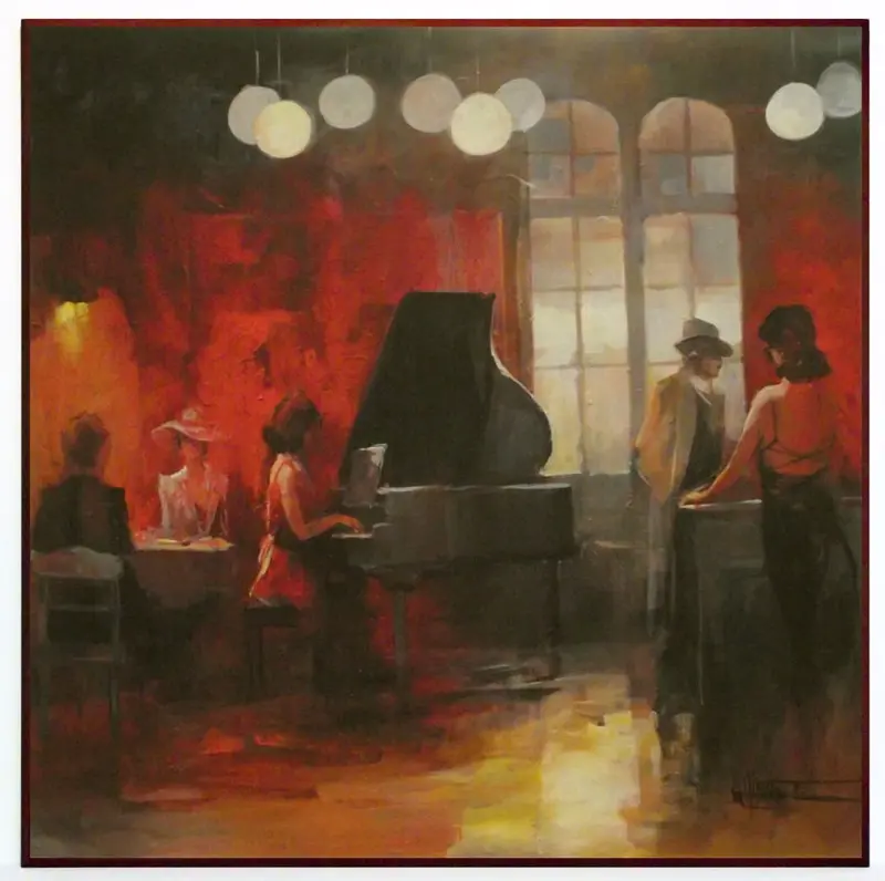 Obraz Klubowa scenka z fortepianem 71x71 cm