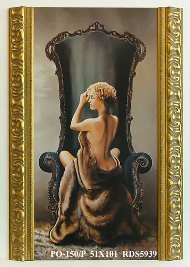 Obraz Kobieta siedząca tyłem na fotelu, blondynka 50x100 cm