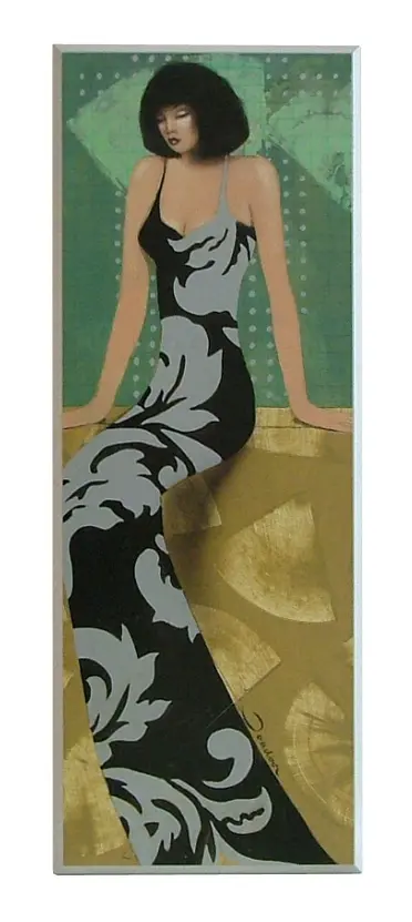 Obraz Kobieta w sukni z ornamentami 26x71 cm
