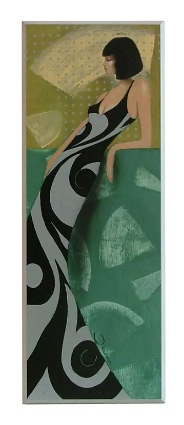 Obraz Kobieta w sukni z ornamentami 26x71 cm