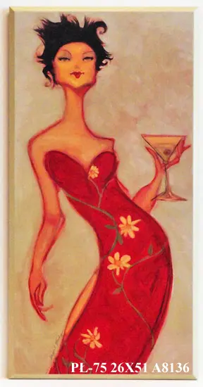 Obraz Kobieta z kieliszkiem martini 26x51 cm