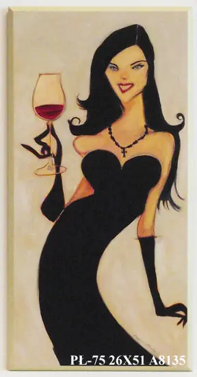 Obraz Kobieta z kieliszkiem wina 26x51 cm
