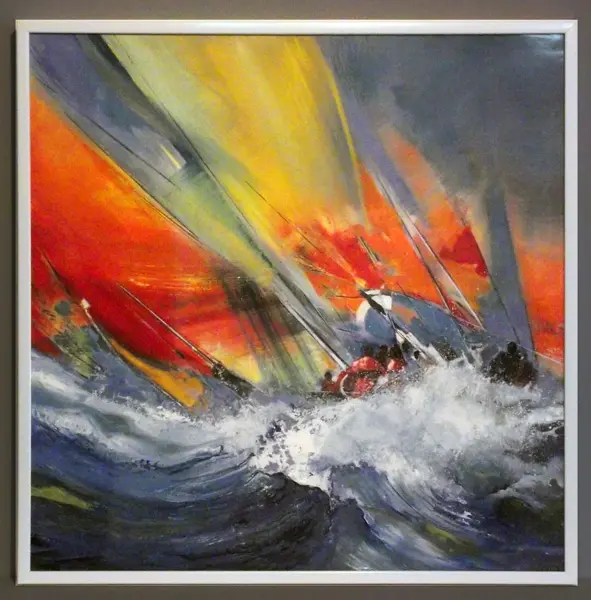 Obraz Kolorowa abstrakcja z żaglówkami 70x70 cm