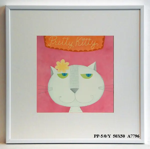 Obraz Kolorowe kotki, kot z kwiatkiem za uchem 50x50 cm