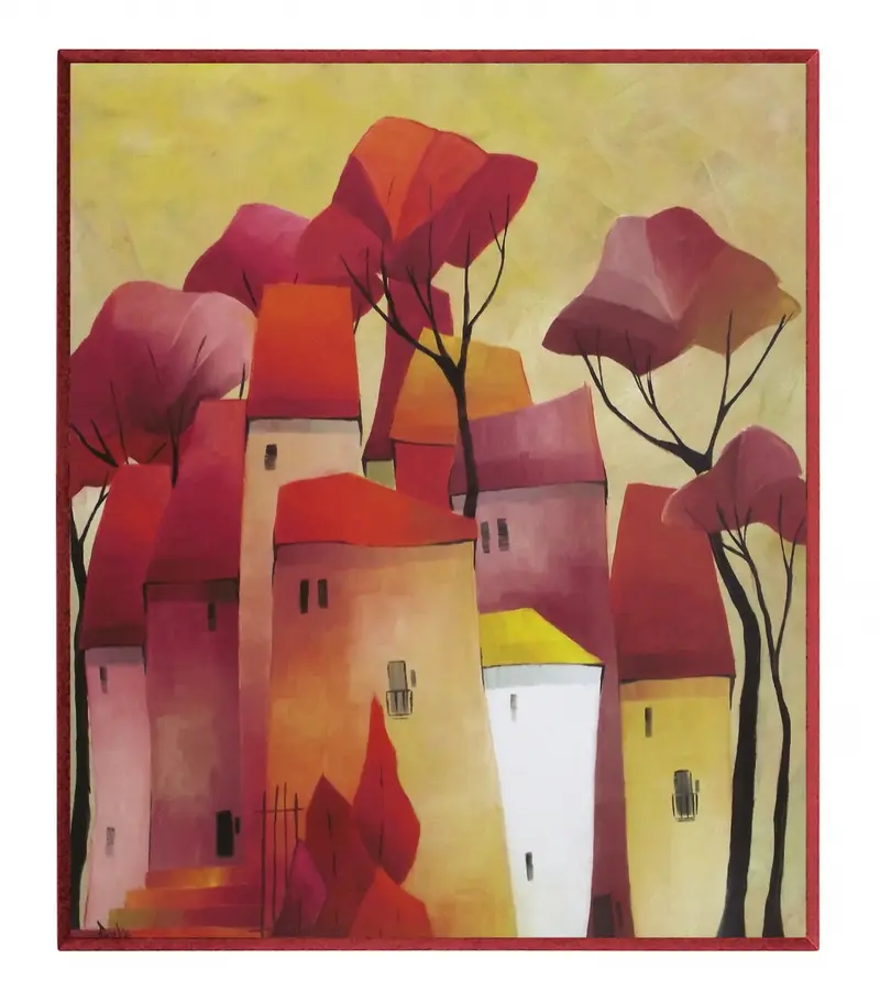 Obraz Kolorowe miasto na pagórkach 51x61 cm
