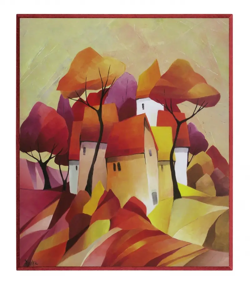 Obraz Kolorowe miasto na pagórkach 51x61 cm