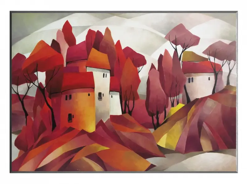 Obraz Kolorowe miasto na pagórkach 71x51 cm