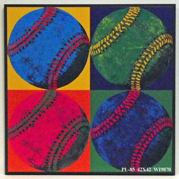 Obraz Kolorowe piłki baseballowe w stylu Andy'ego Warhola na płycie 42x42 cm