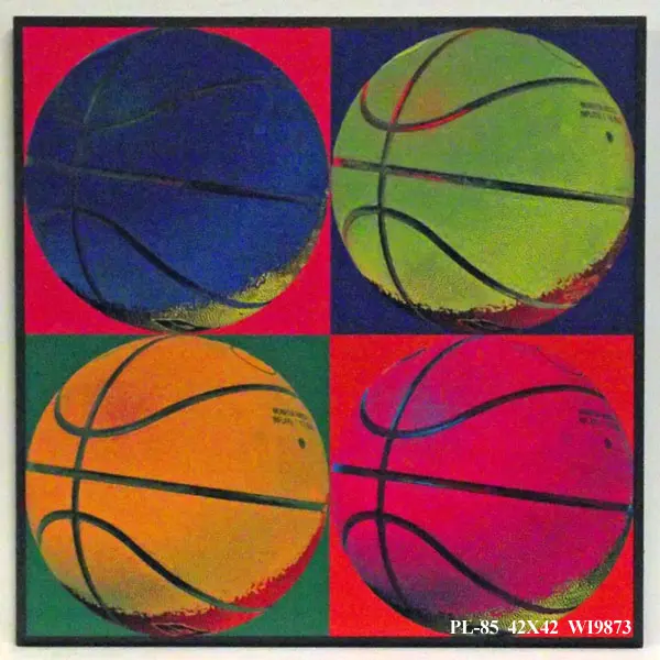 Obraz Kolorowe piłki do koszykówki w stylu Andy'ego Warhola na płycie 42x42 cm