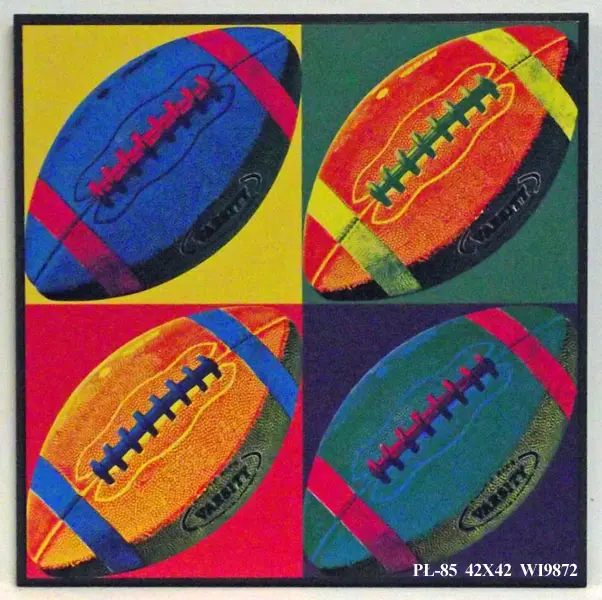 Obraz Kolorowe piłki do rugby w stylu Andy'ego Warhola na płycie 42x42 cm
