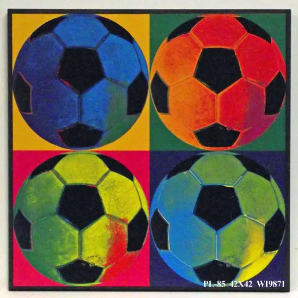 Obraz Kolorowe piłki footballowe w stylu Andy'ego Warhola na płycie 42x42 cm