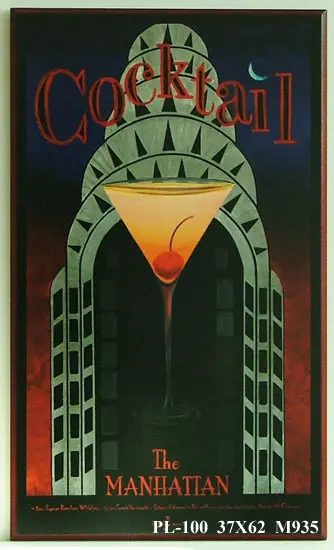 Obraz Kompozycja z drinkiem, Manhattan 37x62 cm