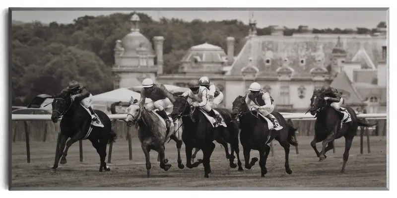 Obraz Konie, wyścigi - fotografia w sepii 71x36 cm