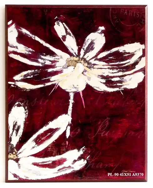 Obraz Kontury białych kwiatków na bordowym tle 41x51 cm