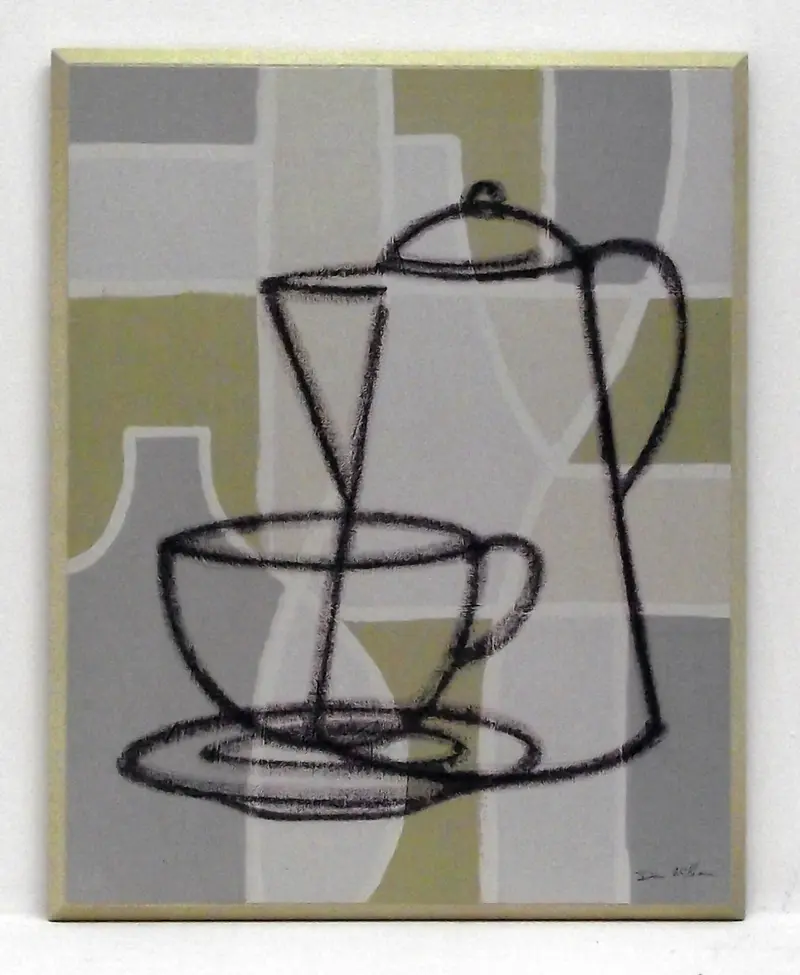 Obraz Kontury filiżanki i dzbanka 29x37 cm