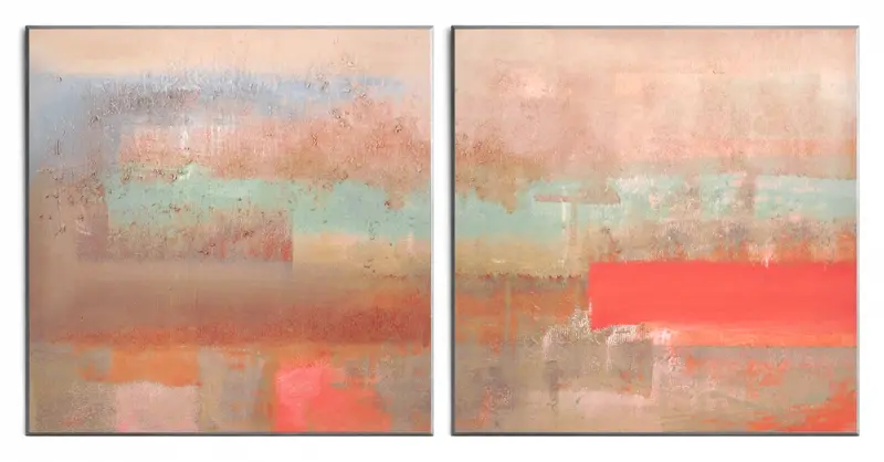 Obraz Koralowa abstrakcja, 2 elementy na płytach 142x71 cm