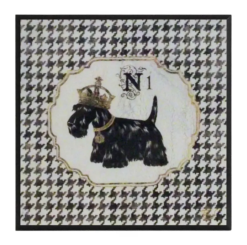 Obraz Królewskie psy, szkocki na tle pepitki na płycie 31X31 cm