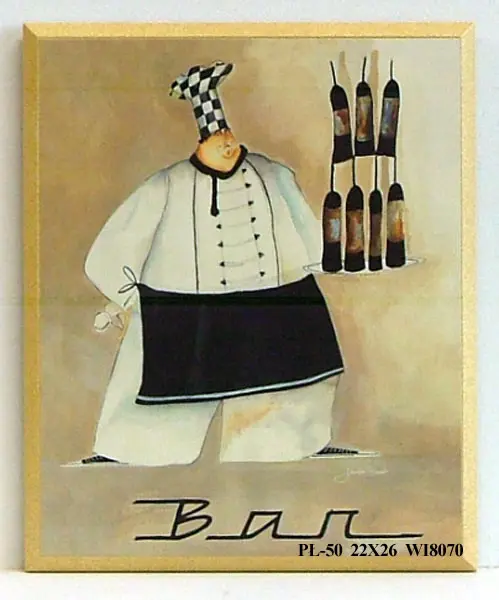 Obraz Kucharz z winem 22x26 cm