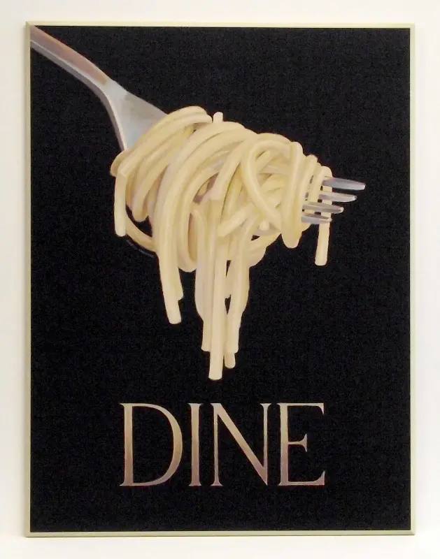 Obraz Kuchnia włoska, makaron spaghetti na widelcu 61x81 cm