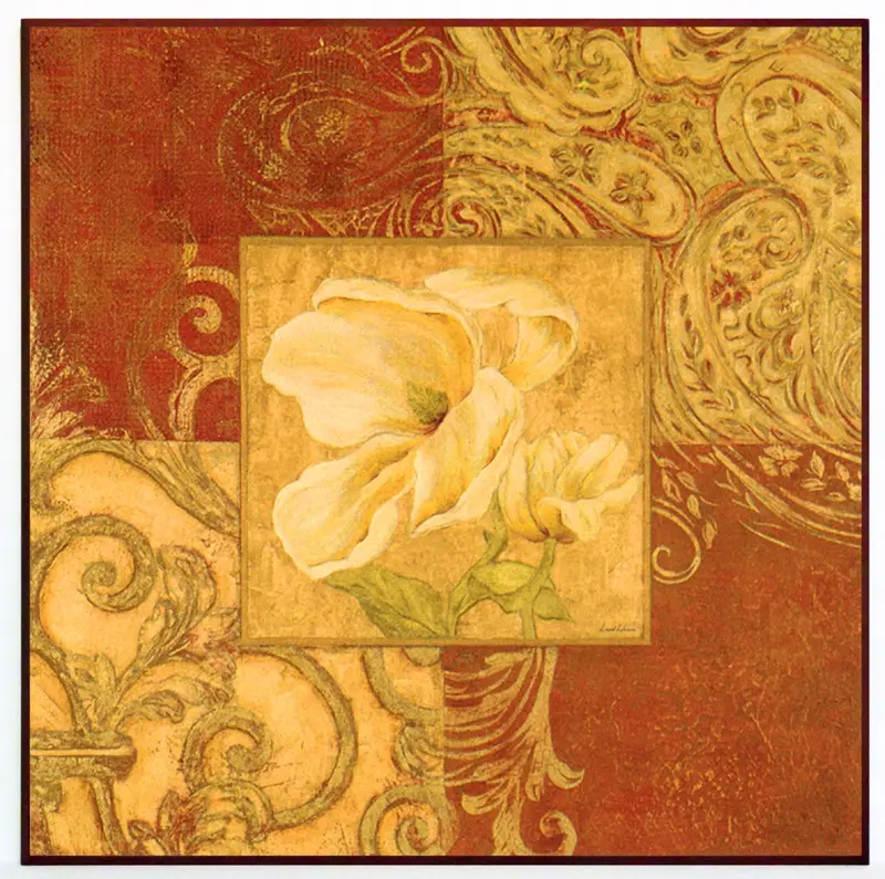 Obraz Kwiat magnolii, kompozycja z ornamentami 71x71 cm