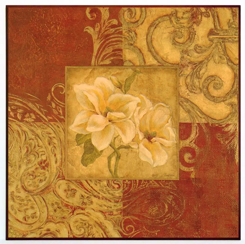 Obraz Kwiat magnolii, kompozycja z ornamentami 71x71 cm