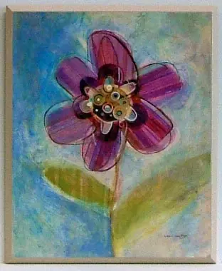 Obraz Kwiatek na niebieskim tle 25x31 cm