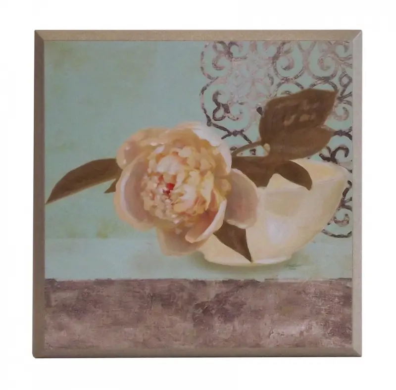 Obraz Kwiatowa kompozycja, Peonia na płycie 26x26 cm