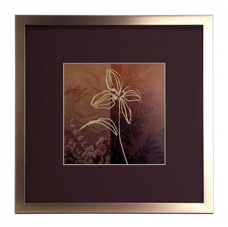 Obraz Kwiatowa sylwetka I oprawiona w ramkę koloru rose gold z passe-partout 30x30 cm