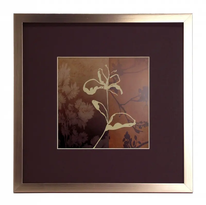 Obraz Kwiatowa sylwetka II oprawiona w ramkę koloru rose gold z passe-partout 30x30 cm