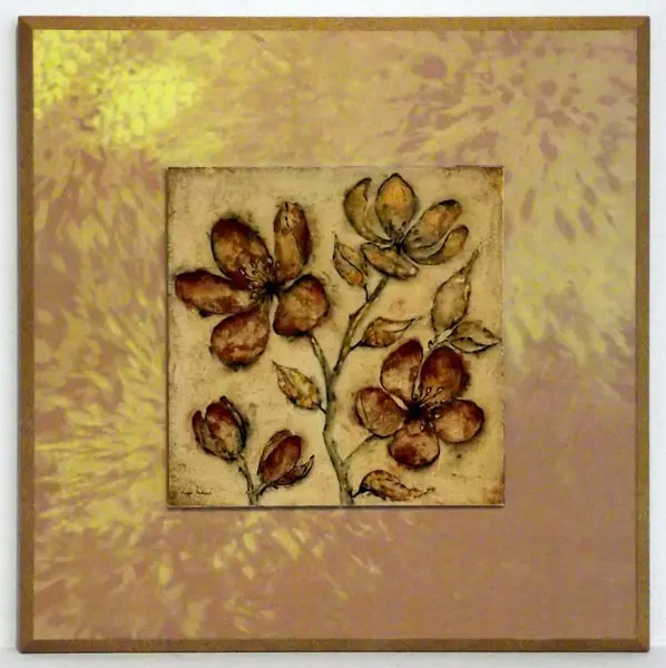 Obraz Kwiaty jabłoni w złocie 32x32 cm