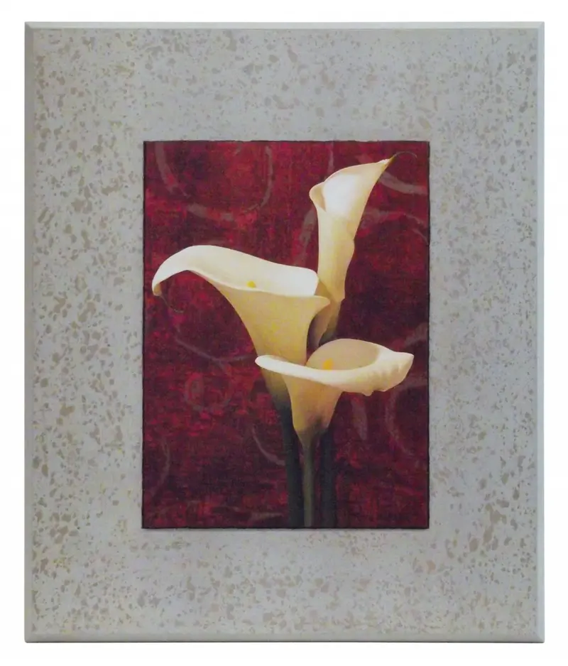 Obraz Kwiaty Kalli na srebrzystym tle 51x61 cm