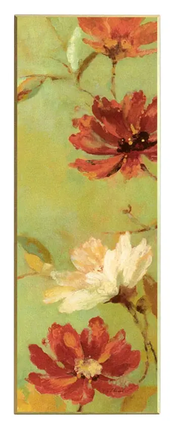 Obraz Kwiaty, limonkowa kompozycja 34x96 cm