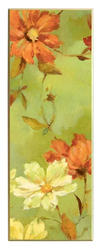Obraz Kwiaty, limonkowa kompozycja 34x96 cm