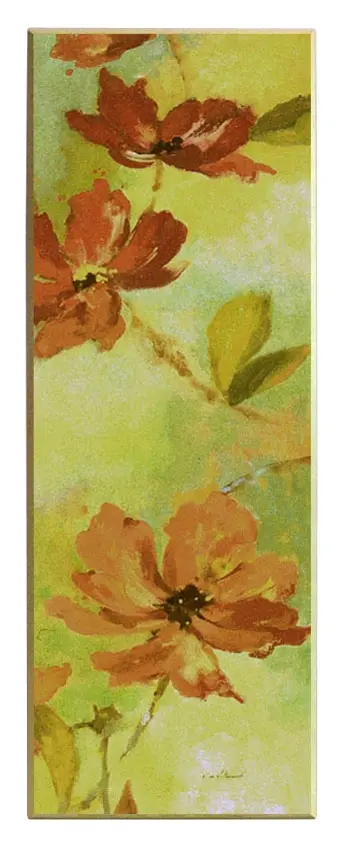Obraz Kwiaty, limonkowa kompozycja 34x96 cm