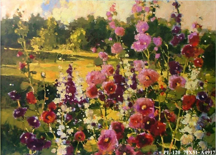 Obraz Kwiaty na łące, malwy 71x51 cm