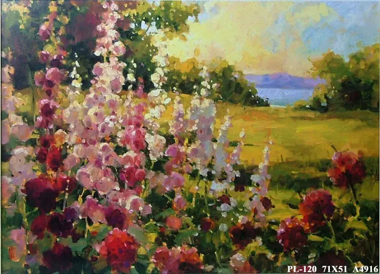 Obraz Kwiaty na łące, malwy 71x51 cm