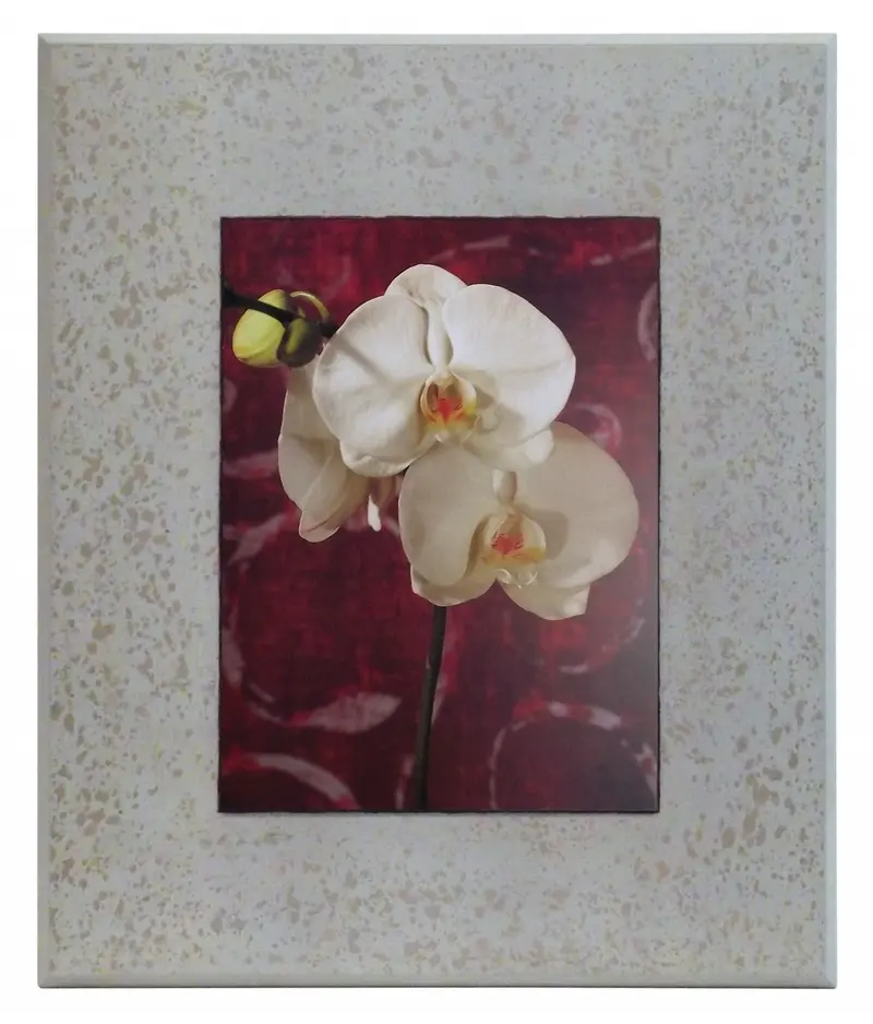 Obraz Kwiaty Orchidei na srebrzystym tle 51x61 cm