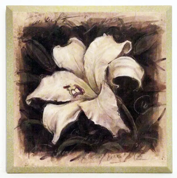 Obraz Kwiaty pędzlem, biała lilia 19x19 cm