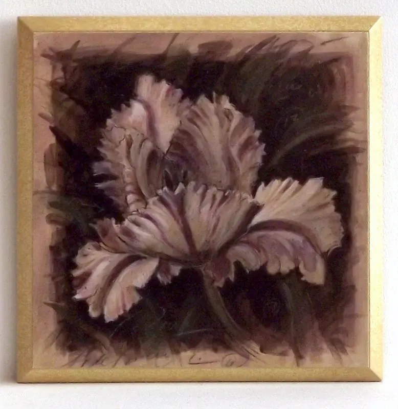 Obraz Kwiaty pędzlem, tulipan papuzi 19x19 cm