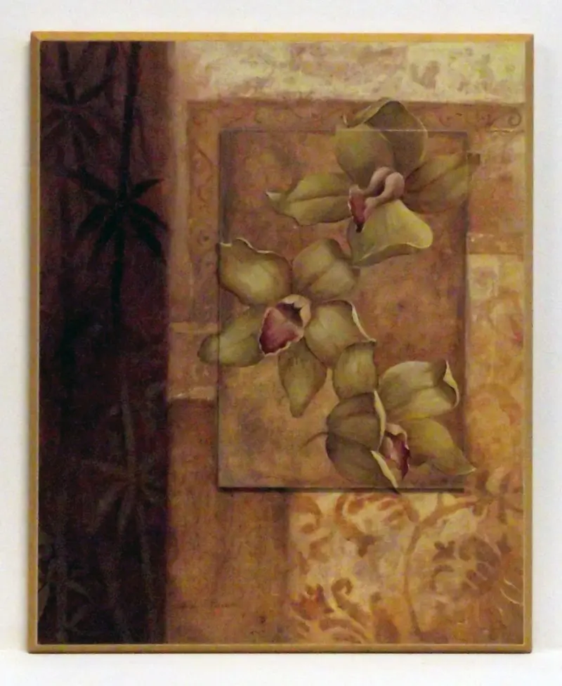 Obraz Kwiaty storczyka w niesymetrycznej kompozycji na płycie 41x51 cm