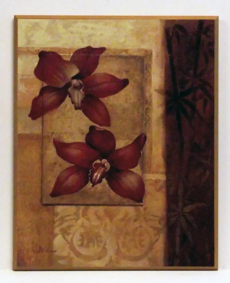 Obraz Kwiaty storczyka w niesymetrycznej kompozycji na płycie 41x51 cm