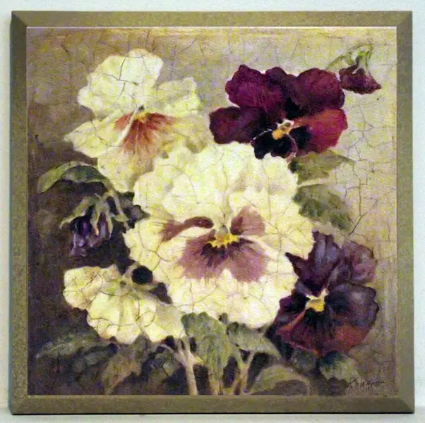 Obraz Kwiaty vintage, bratki 19x19 cm