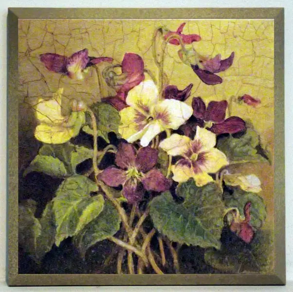 Obraz Kwiaty vintage, fiołki 19x19 cm