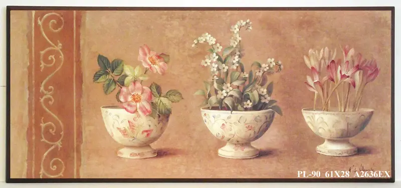 Obraz Kwiaty w ceramicznych doniczkach vintage na płycie 61x28 cm