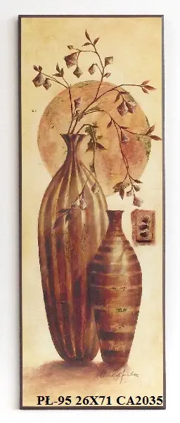Obraz Kwiaty w etnicznych wazonach 26x71 cm
