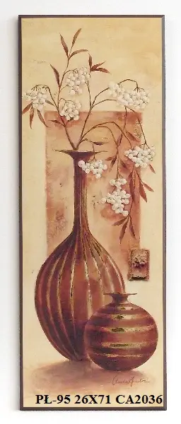 Obraz Kwiaty w etnicznych wazonach 26x71 cm