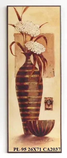 Obraz Kwiaty w etnicznych wazonach 26x71 cm